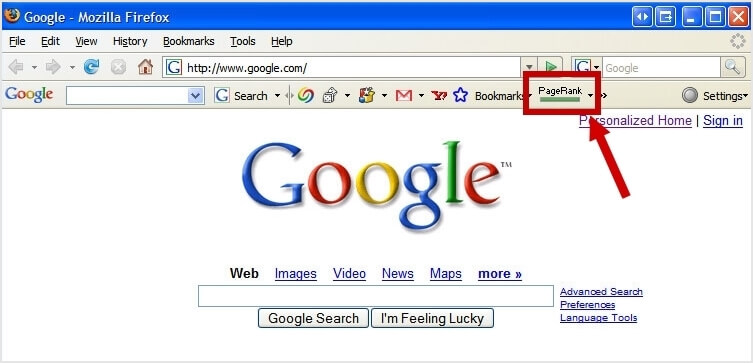 Checking PageRank in Google Toolbar